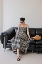 Load image into Gallery viewer, Gingham Bustier Top // Maxi Skirt Set in Black/White
