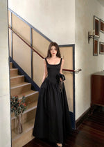 Load image into Gallery viewer, Drop Back Sleeveless Stretch Maxi Dress in Black