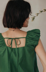 Load image into Gallery viewer, Flutter Sleeve Tie Back Top in Green