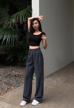 Load image into Gallery viewer, Pin Pocket Straight Leg Trousers in Grey