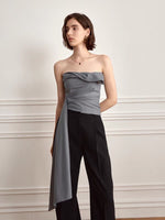 Load image into Gallery viewer, Gathered Bustier Top with Oversized Drape in Grey