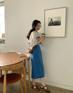 Load image into Gallery viewer, Korean Linen H-Line Skirt in Blue
