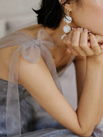 Load image into Gallery viewer, Tulle Ribbon Tie Midi Dress in Grey