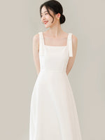 Load image into Gallery viewer, Long Shoulder Bow Gown in White