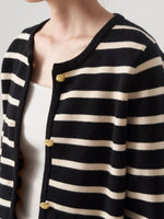 Load image into Gallery viewer, Wool Blend Striped Cardigan in Black/Cream