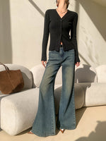 Load image into Gallery viewer, Duo Ribbed Button Cardigan in Black