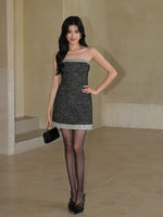 Load image into Gallery viewer, Tweed Bustier Sheath Dress in Grey