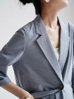 Load image into Gallery viewer, Midi Sleeve Summer Blazer in Blue
