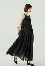Load image into Gallery viewer, Tiered Tank Tent Dress in Black