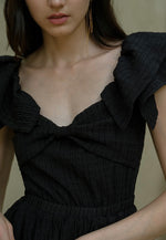 Load image into Gallery viewer, Textured Tier Sleeve Maxi Dress in Black