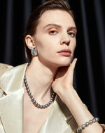 Load image into Gallery viewer, Matte Square Curve Earrings in Silver