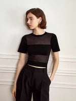Load image into Gallery viewer, Tencel Sheer Panel Top in Black