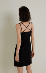 Load image into Gallery viewer, Double Cami Cross Strap Mini Dress in Black