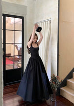 Load image into Gallery viewer, Drop Back Sleeveless Stretch Maxi Dress in Black