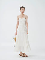 Load image into Gallery viewer, Floral Applique Maxi Dress in White