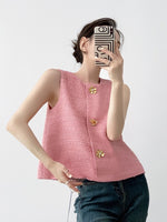 Load image into Gallery viewer, Tweed Button Blouse in Pink