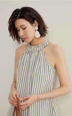 Load image into Gallery viewer, Striped Halter Top in White