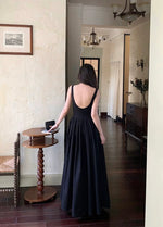 Load image into Gallery viewer, Drop Back Sleeveless Stretch Maxi Dress in Black
