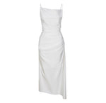 Load image into Gallery viewer, Asymmetric Cami Slip Dress in White