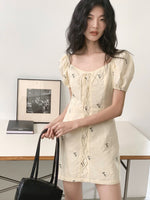 Load image into Gallery viewer, Floral Blouson Mini Dress in Yellow