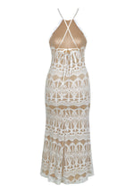 Load image into Gallery viewer, Lace Detail Cross Back Dress in White- M