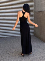 Load image into Gallery viewer, Racer Back Tank Maxi Dress in Black