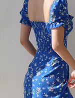 Load image into Gallery viewer, Boria Floral Puff Sleeve Mini Dress in Blue