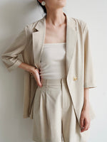 Load image into Gallery viewer, Midi Sleeve Summer Blazer in Beige
