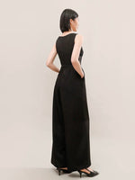 Load image into Gallery viewer, Lace Cutout Pocket Maxi Jumpsuit in Black