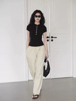 Load image into Gallery viewer, Stretch Button Tee in Black