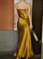 Load image into Gallery viewer, Double Cami Strap Satin Gown in Gold