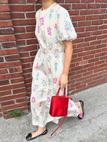 Load image into Gallery viewer, Floral Cutout Tie Back Dress in White-F