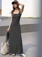 Load image into Gallery viewer, Button Tank Maxi Dress in Grey