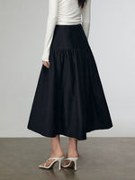 Load image into Gallery viewer, A-Line Panel Midi Skirt in Black