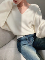 Load image into Gallery viewer, Classic V Neck Sweater in White