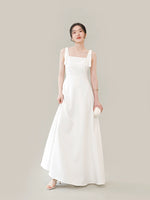 Load image into Gallery viewer, Long Shoulder Bow Gown in White