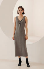 Load image into Gallery viewer, Light Knit Twist Sleeveless Dress in Grey