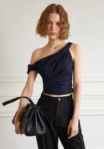 Load image into Gallery viewer, Striped Off Shoulder Top in Navy