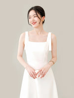 Load image into Gallery viewer, Long Shoulder Bow Gown in White