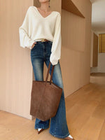 Load image into Gallery viewer, Classic V Neck Sweater in White