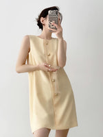 Load image into Gallery viewer, Contrast Button Shift Dress in Yellow