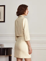 Load image into Gallery viewer, Tweed Cropped Mini Blazer in Cream