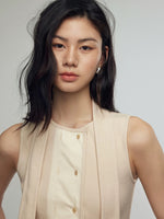 Load image into Gallery viewer, Contrast Button Vest + Neck Tie in Beige