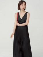Load image into Gallery viewer, Empire Cutout Tie Back Pleated Maxi Dress in Black