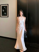 Load image into Gallery viewer, Side Gathered Satin Gown in Champagne