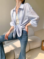 Load image into Gallery viewer, Tencel Shirt + Shorts Set in Blue