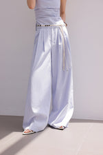 Load image into Gallery viewer, Linen Blend Gathered Bustier Top // Trousers // Maxi Skirt Set in Blue