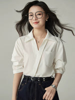 Load image into Gallery viewer, Lapel Pocket Shirt in White