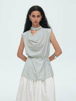 Load image into Gallery viewer, Multi-Way Crepe Drape Tie Top in Sage
