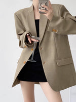 Load image into Gallery viewer, Oversized Classic Pocket Blazer in Khaki